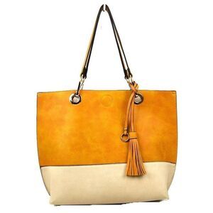 2N1 Two-tone Tassel Tote with Pouch